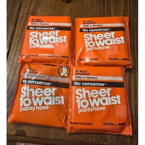 4 NOS No Nonsense‎ Sheer to Waist Sz Petite/Medium 3Nude 1Black Sandlefoot